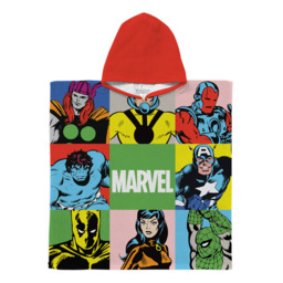 Marvel Hooded Towel Poncho 100% Cotton Spiderman, Thor & Captain