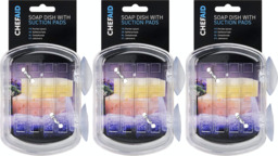 3x Chef Aid Plastic Soap Dish With Suction Pads Bathroom Shower Tile