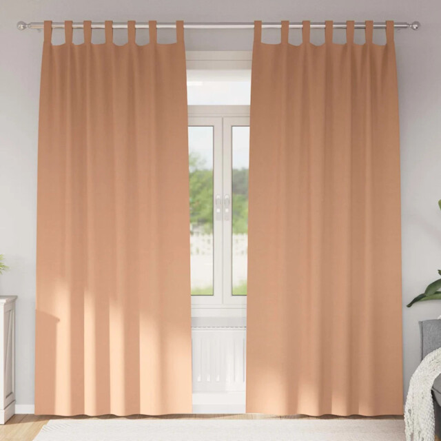Curtains With Curtains 2 Pcs Light Brown Polyester Vidaxl