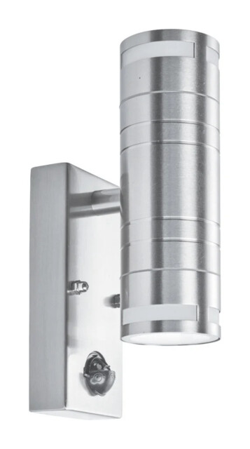 Outdoor Light Silver Double Led Pir Garden Wall Up Down Spot Stainless