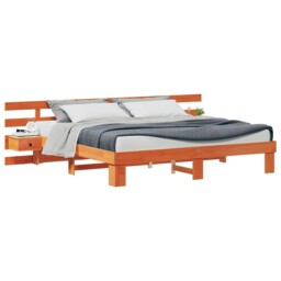 Bed Frame With Headboard Solid Pine Wood Platform Sleeping Elegant