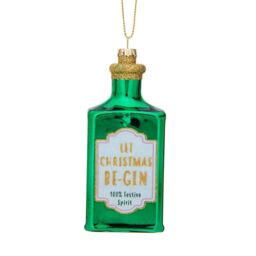 Sass & Belle Christmas Tree Green Gin Bottle Novelty Ornament Hanging