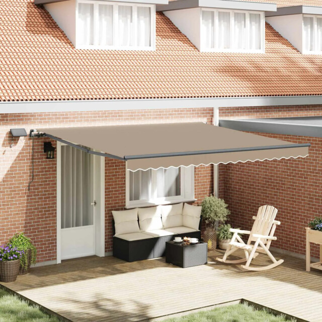 Retractable Awning Manual Beige 400 X 350 Cm Fabric Vidaxl