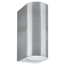 2 Light Ip44 Silver Aluminium Outdoor Garage Wall Fitting Lamp With