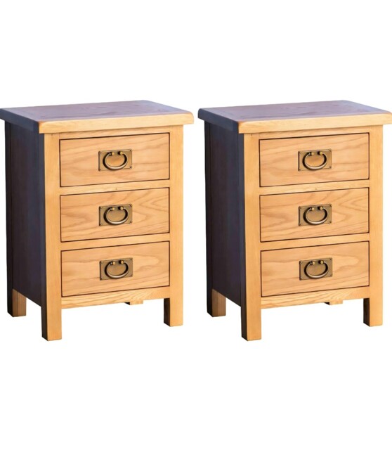 Roselandfurniture Surrey Oak Bedside Tables Set Of 2 - Fully