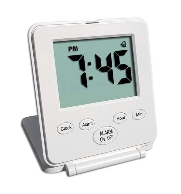 Digital Travel Alarm Clock - No Bells, Whistles, Simple, Battery White