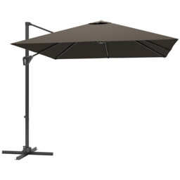 Outsunny Square Cantilever Roma Parasol 360° Rotation W/ Hand Crank,