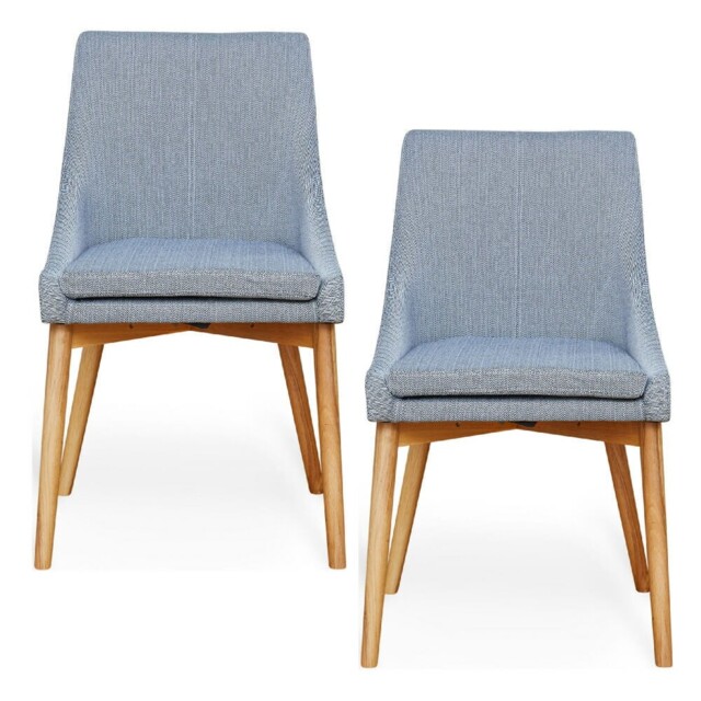 Grey Open Dining Chairs With Oak Legs (x2)