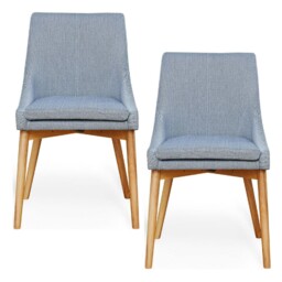 Grey Open Dining Chairs With Oak Legs (x2)