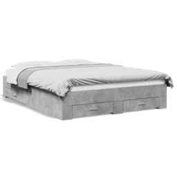 Bed Frame With Drawers Concrete Grey 160x200 Cm Engineered Wood Vidaxl