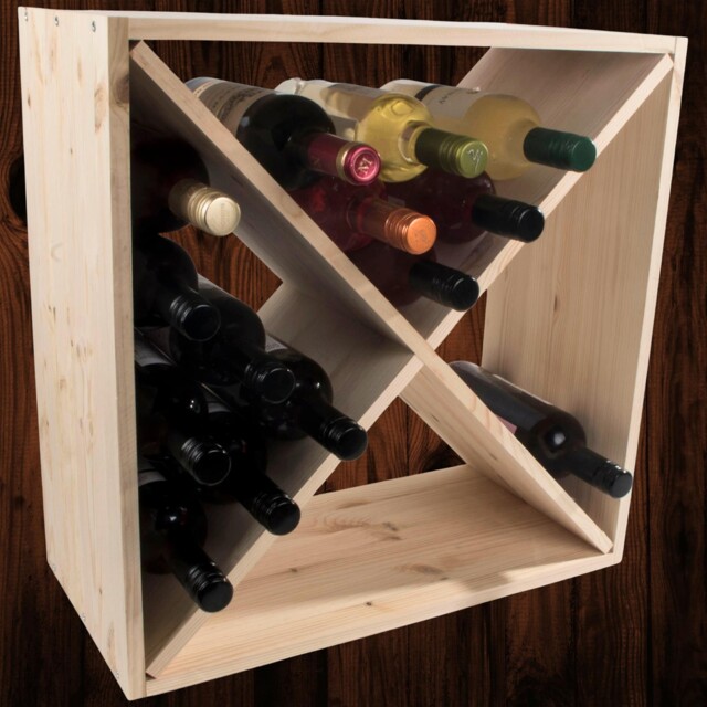 Wooden Wine Rack Storage Holder / 24 Bottle Capacity / Natural Pine To