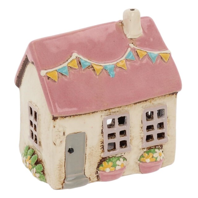 Shudehill Giftware Village Pottery Floral House Tealight Holder