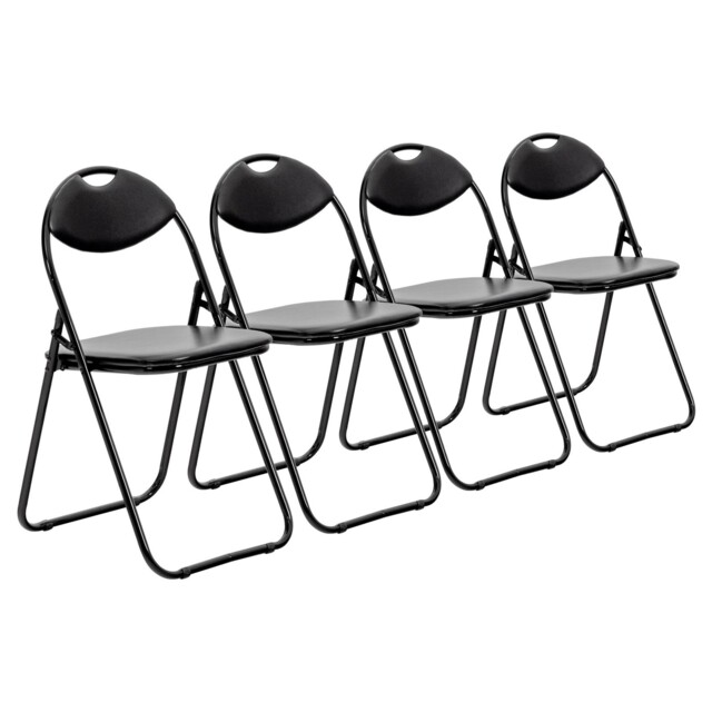 Padded Folding Chairs - Black/black - Pack Of 4