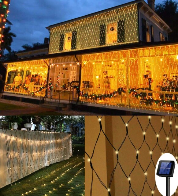 200 Led Solar Net Light 3m X 2m Mesh Fairy String Lights 8 Modes