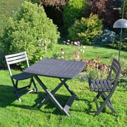 """brescia"" Resin Folding Set - Table & 2 Chairs In Anthracite"