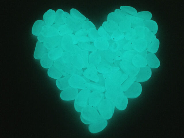 100pc Glow In The Dark Pebbles / Stones, Aqua -ideal For Home, Garden,