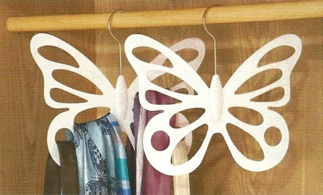 Scarf Hanger White Butterfly Set Of 2 Plastic Decorative Scarves Belts