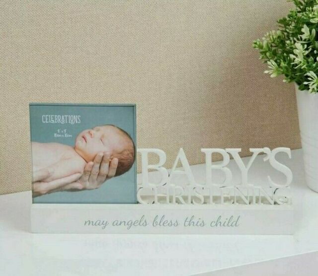 "Celebrations Photo Frame Babys Christening Day Box 4 X 4 "" Plinth"