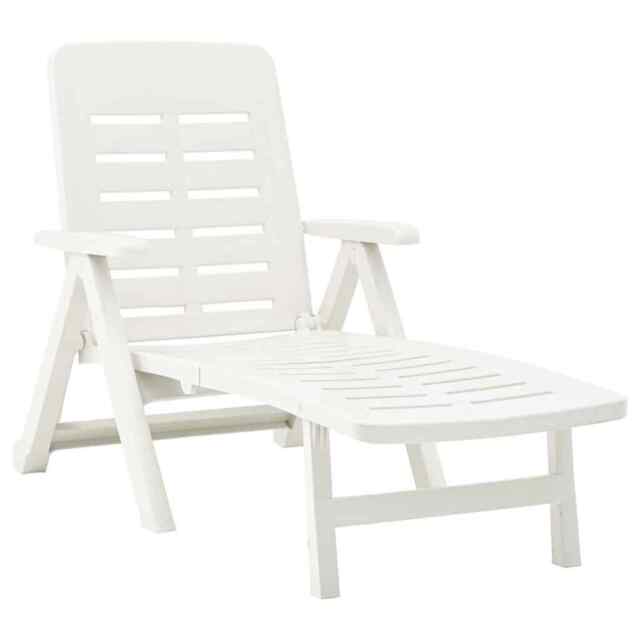 Folding Sun Lounger Plastic White Vidaxl