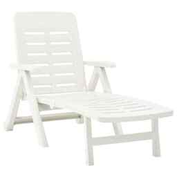 Folding Sun Lounger Plastic White Vidaxl