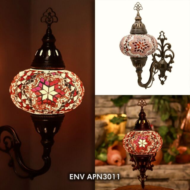 Turkish Moroccan Handmade Mosaic Tiffany Wall Sconce Lamp Light Large