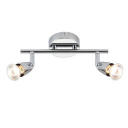 Polished Chrome 2 Way Gu10 Bar Double Spotlight Ceiling Light Halogen