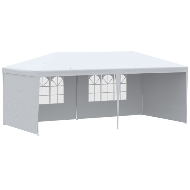 6m X 3m White Polyethylene Garden Gazebo Canopy Tent For Parties &