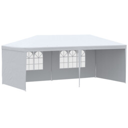 6m X 3m White Polyethylene Garden Gazebo Canopy Tent For Parties &