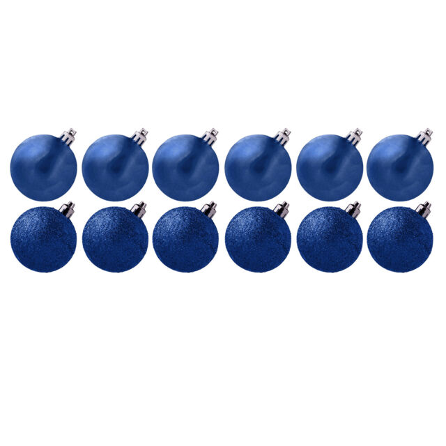 Christmas Decoration 12 Pack 30mm Glitter / Plain Baubles (dp) -