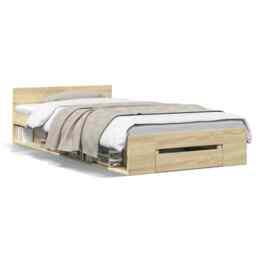Bed Frame With Drawer Sonoma Oak 90x200 Cm Engineered Wood Vidaxl