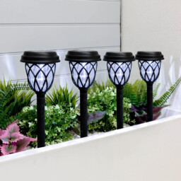 4 X Solar Pathway Stake Lights Led Garden Decor Pathway Lighting Eco
