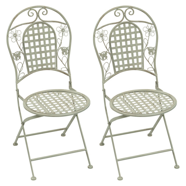2 X Maribelle Folding Round Outdoor Garden Patio Chair White Floral
