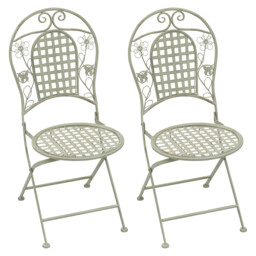 2 X Maribelle Folding Round Outdoor Garden Patio Chair White Floral