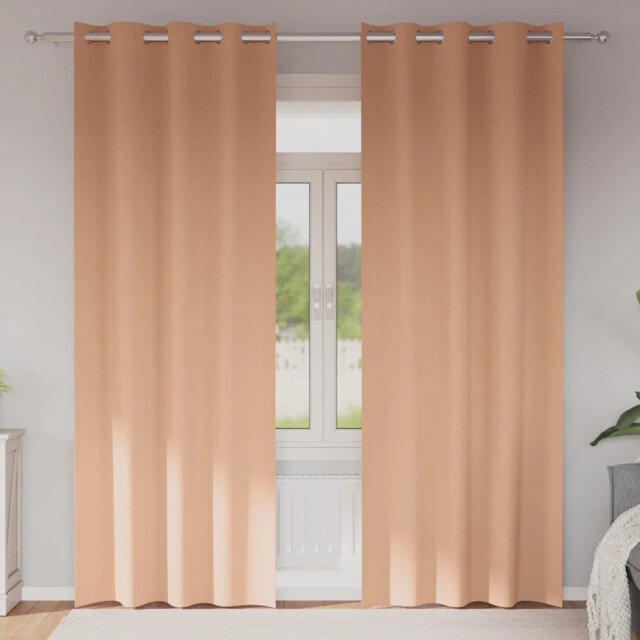 Curtains With Curtains 2 Pcs Light Brown Polyester Vidaxl