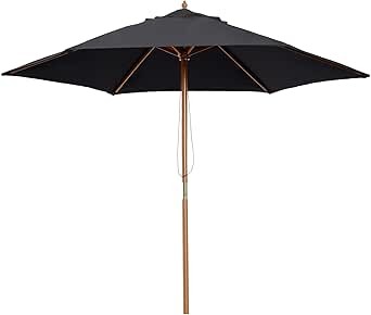 Outsunny 2.5m Wood Garden Parasol Sun Shade Patio Outdoor, Umbrella,