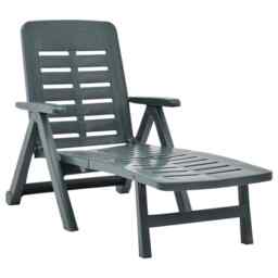Folding Sun Lounger Plastic Green Vidaxl