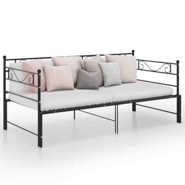 Pull-out Sofa Bed Frame Black Metal 90x200 Cm Vidaxl
