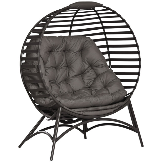 Outsunny Egg Chair W/ Cushion Steel Frame And Side Pocket, Brown