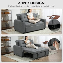 Homcom 2 Seater Pull Out Sofa Bed With Pockets For Living Room