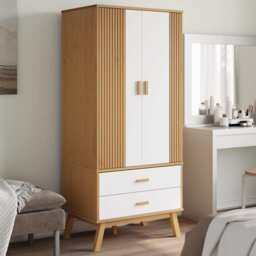 Wardrobe Olden White And Brown 76.5x53x172 Cm Solid Wood Pine Vidaxl