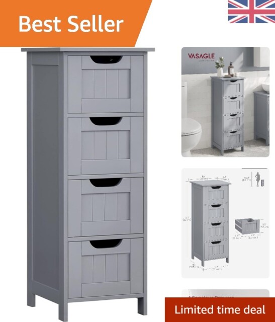 Elegant Mystic Grey Bathroom Cabinet With 4 Drawers - Versatile