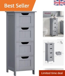 Elegant Mystic Grey Bathroom Cabinet With 4 Drawers - Versatile