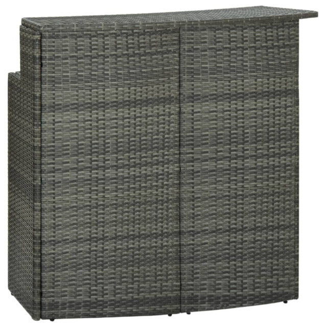 Curved Bar Table 120x55x110 Cm Grey Pe Rattan 2-tier Powder-coated