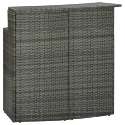 Curved Bar Table 120x55x110 Cm Grey Pe Rattan 2-tier Powder-coated