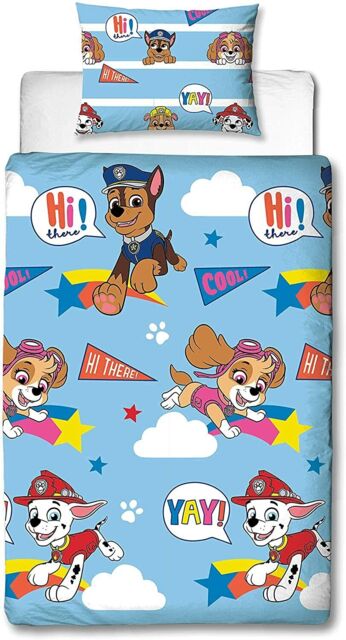 Paw Patrol Reversible Uk Single (u.s Twin) Duvet Cover And Pillowcase