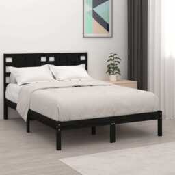 Bed Frame Black Solid Wood Pine 200x200 Cm Vidaxl