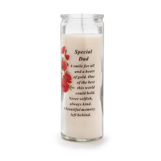 Graveside Memorial Candle Sentiment Verse Ornament Red Poppy - Special