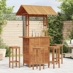 Outdoor Bar Table Natural Acacia Wood 113x106x217 Cm Rooftop Patio