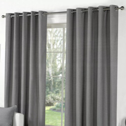 "Fusion Sorbonne Eyelet Headed Curtain Lined Charcoal 90x90"" Ss11 119"