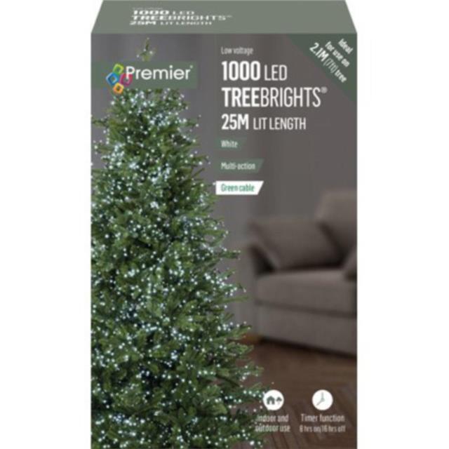 Premier 1000 Led Treebrights 25m - White Special Price (green Cable)